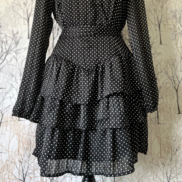 NWOT Francesca Mi Ami V-Neck Polka Dot Long Sleeve Dress Medium - Picture 9 of 11